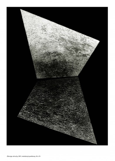 Zbierając okruchy | miedzioryt punktowy | 65x76cm | 2001